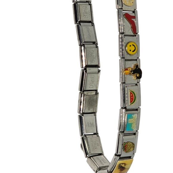 Vintage Blinq Stainless Steel Charm Link Bracelets Lot of 3 Italy Icons Pre-Owne - Picture 8 of 16